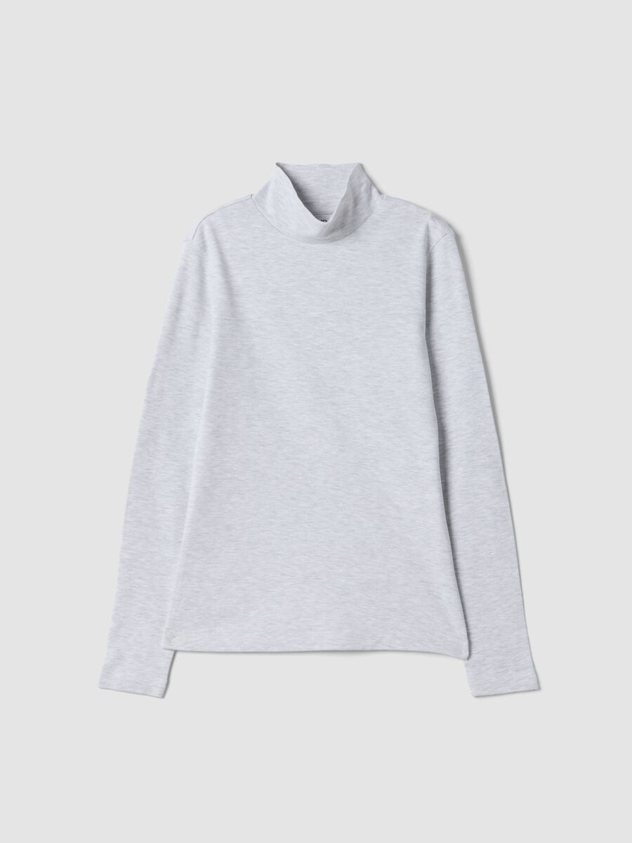 Grey marl organic cotton high-neck T-shirt_3