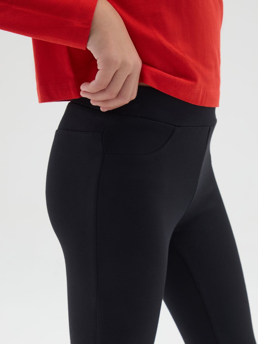 Black Elasticated Flare Trousers_2