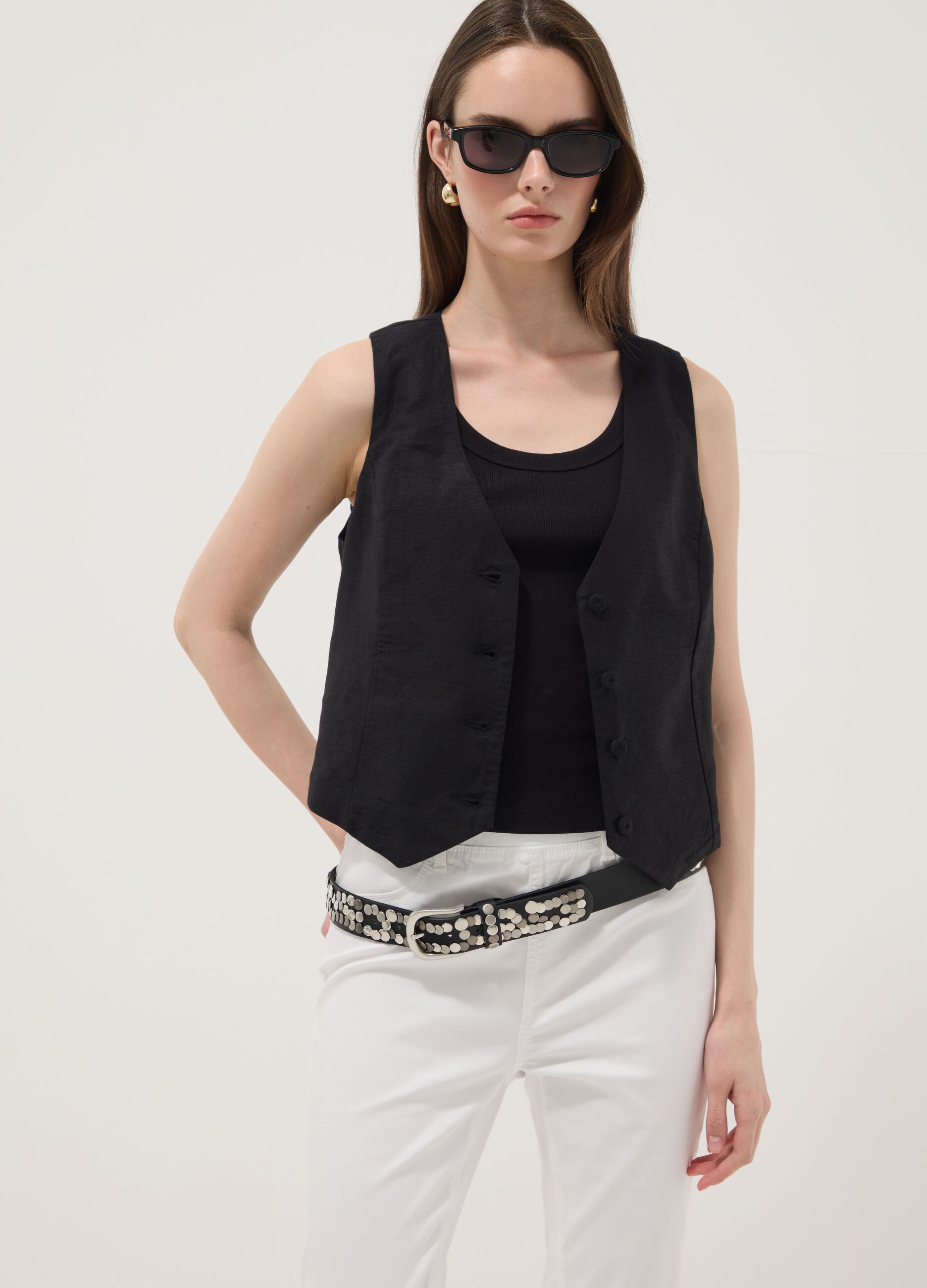 Jeans in misto cotone denim elasticizzato bianchi skinny fit
