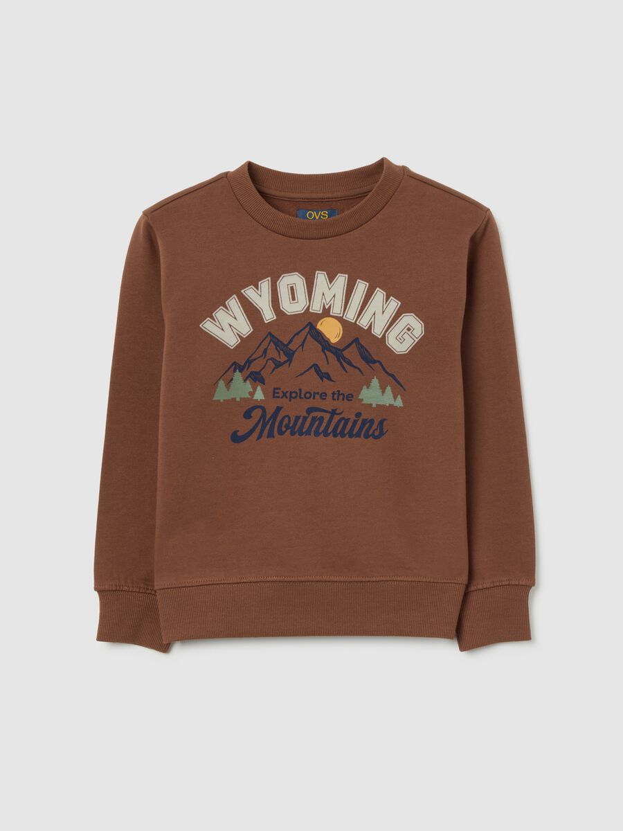Kids' oversized pure brown cotton sweatshirt_0