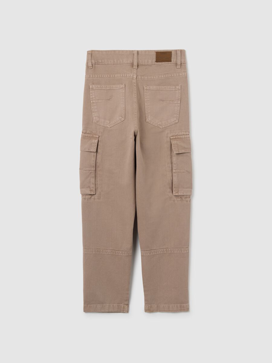 Boy's beige cargo trousers in pure cotton regular fit_1