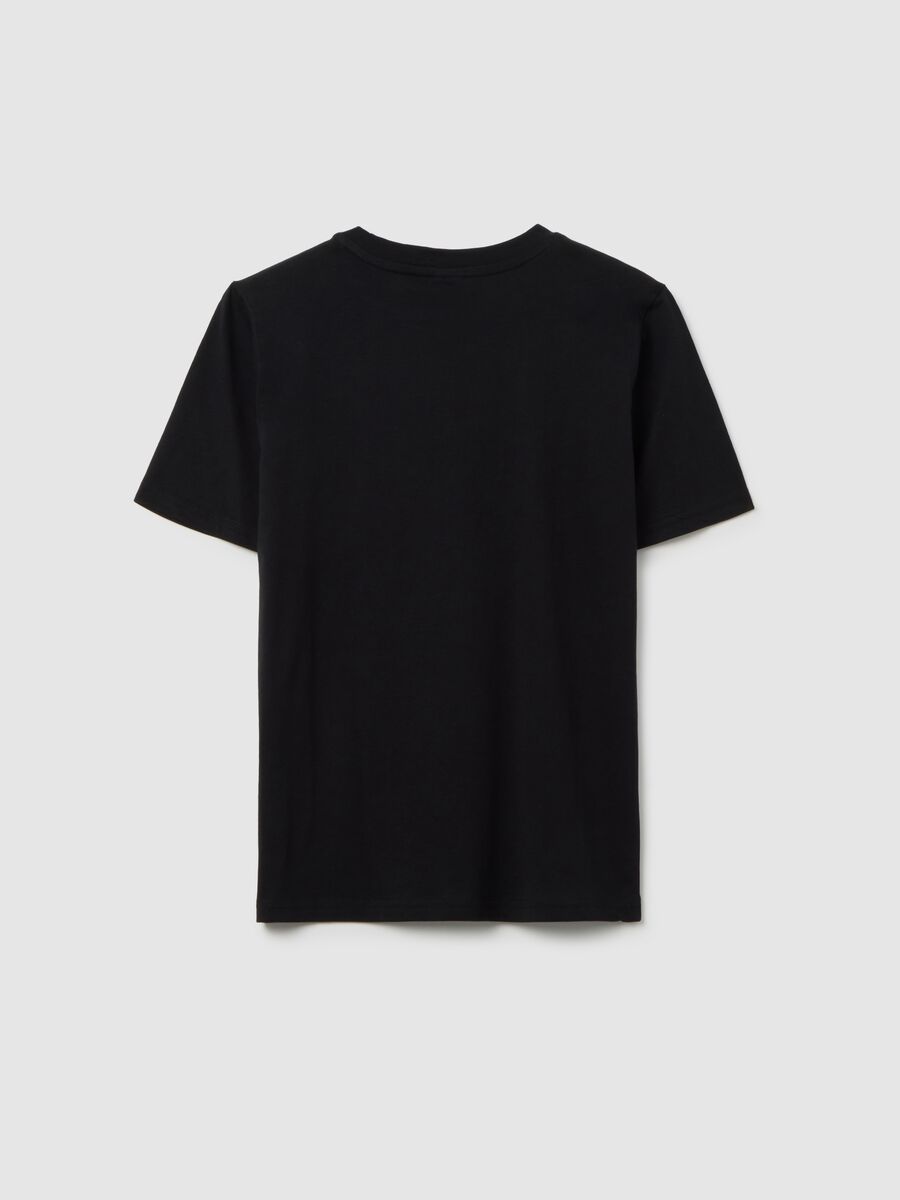 Black pure cotton boys' t-shirt with logo_1