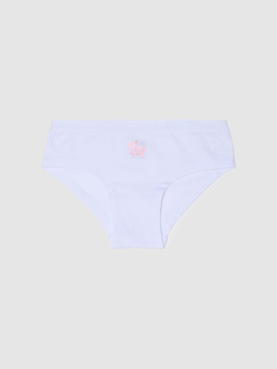 Girls' white cotton briefs with embroidery_0