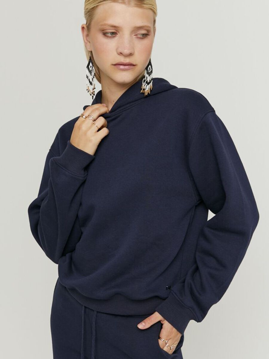 Regular Fit Blue Cotton Blend Hoodie_2