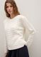 Maglione bianco regular fit con lavorazione a treccia_2
