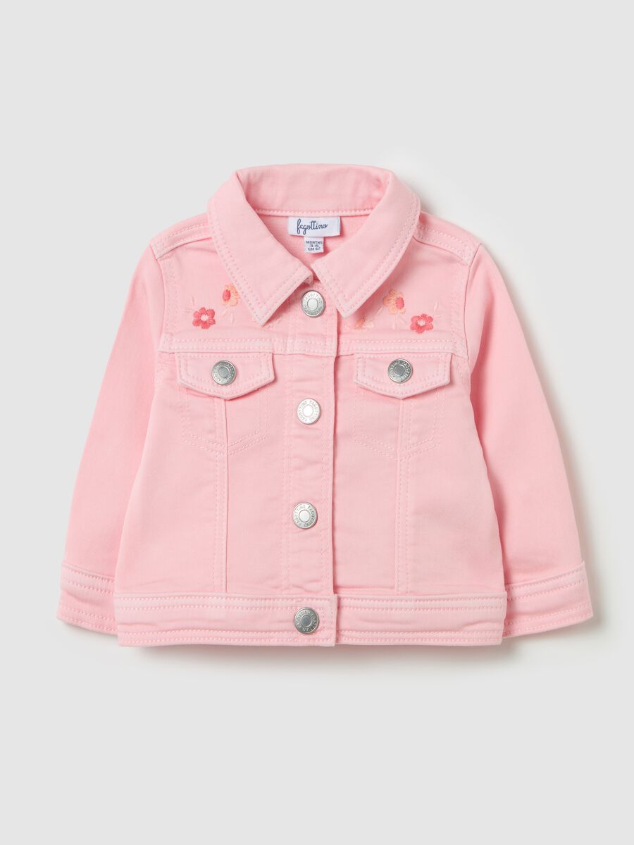 Denim jacket with floral embroidery_0
