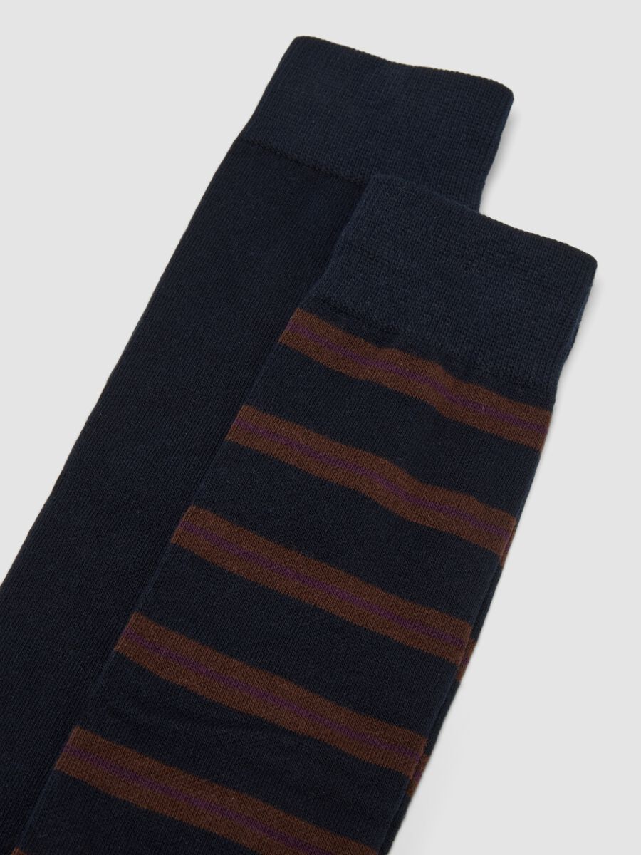 Three-pack of long blue socks in stretchy organic cotton_1