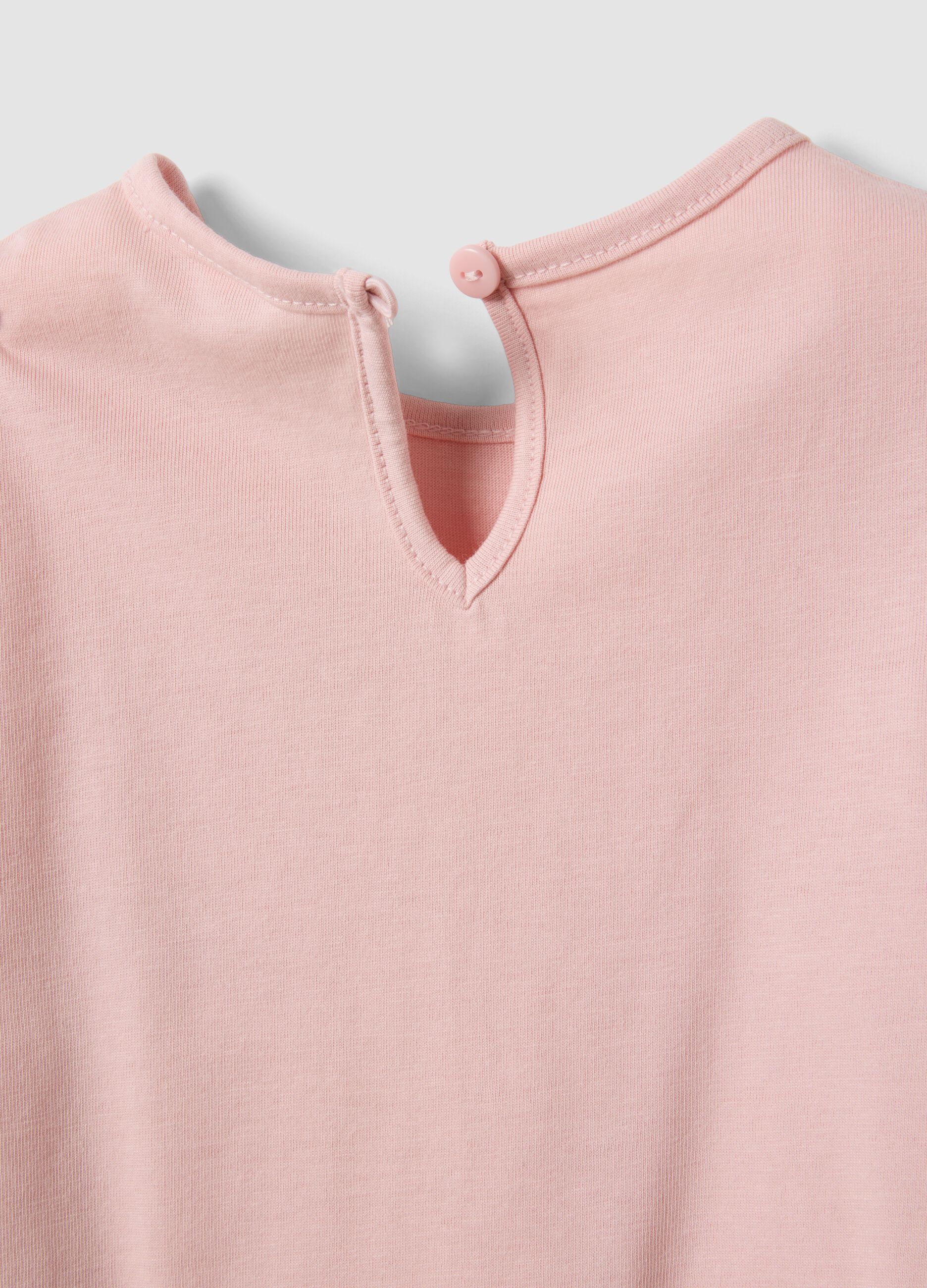 Pink organic cotton T-shirt with leopard print for baby girl