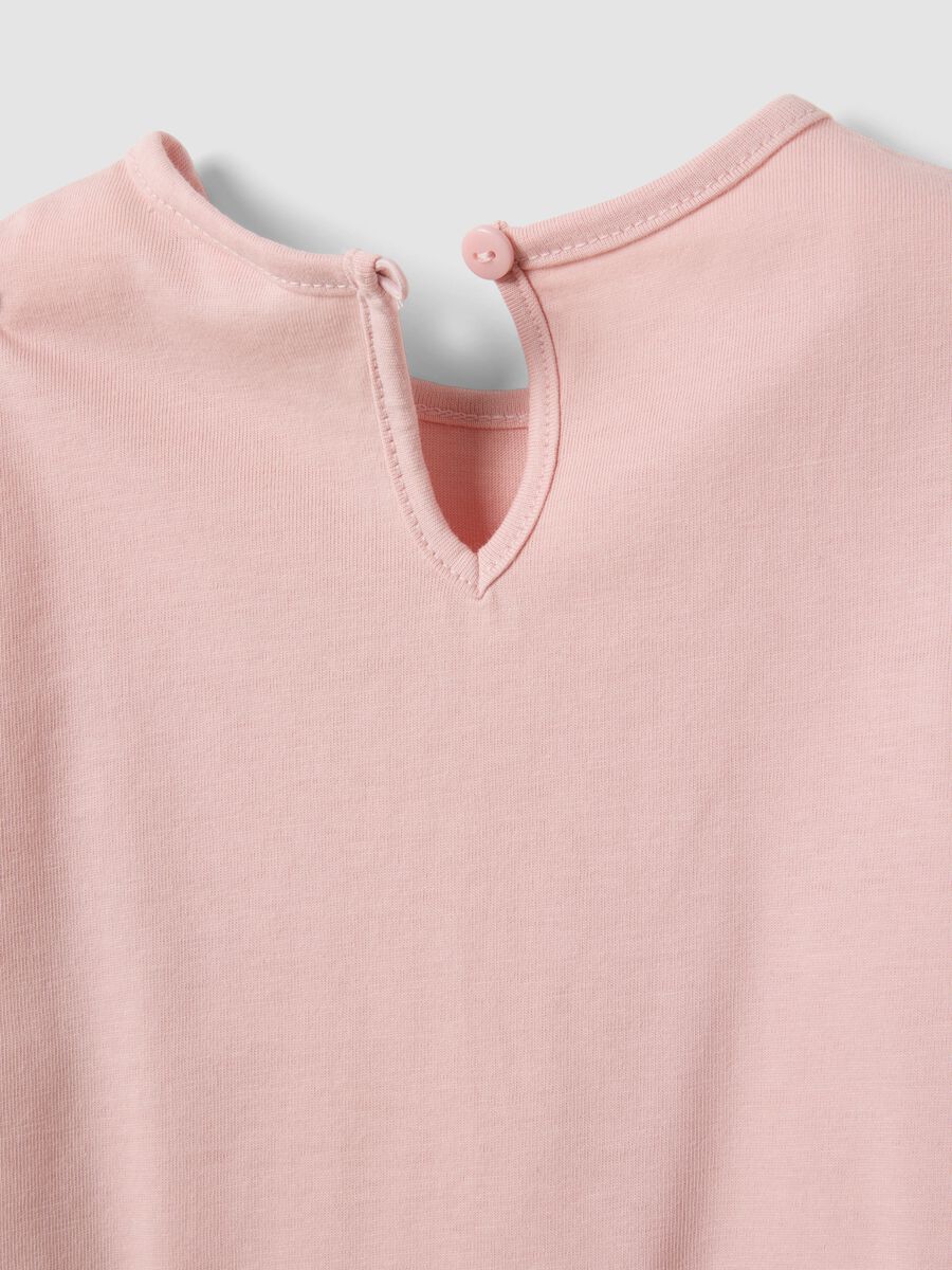 Pink organic cotton T-shirt with leopard print for baby girl_3