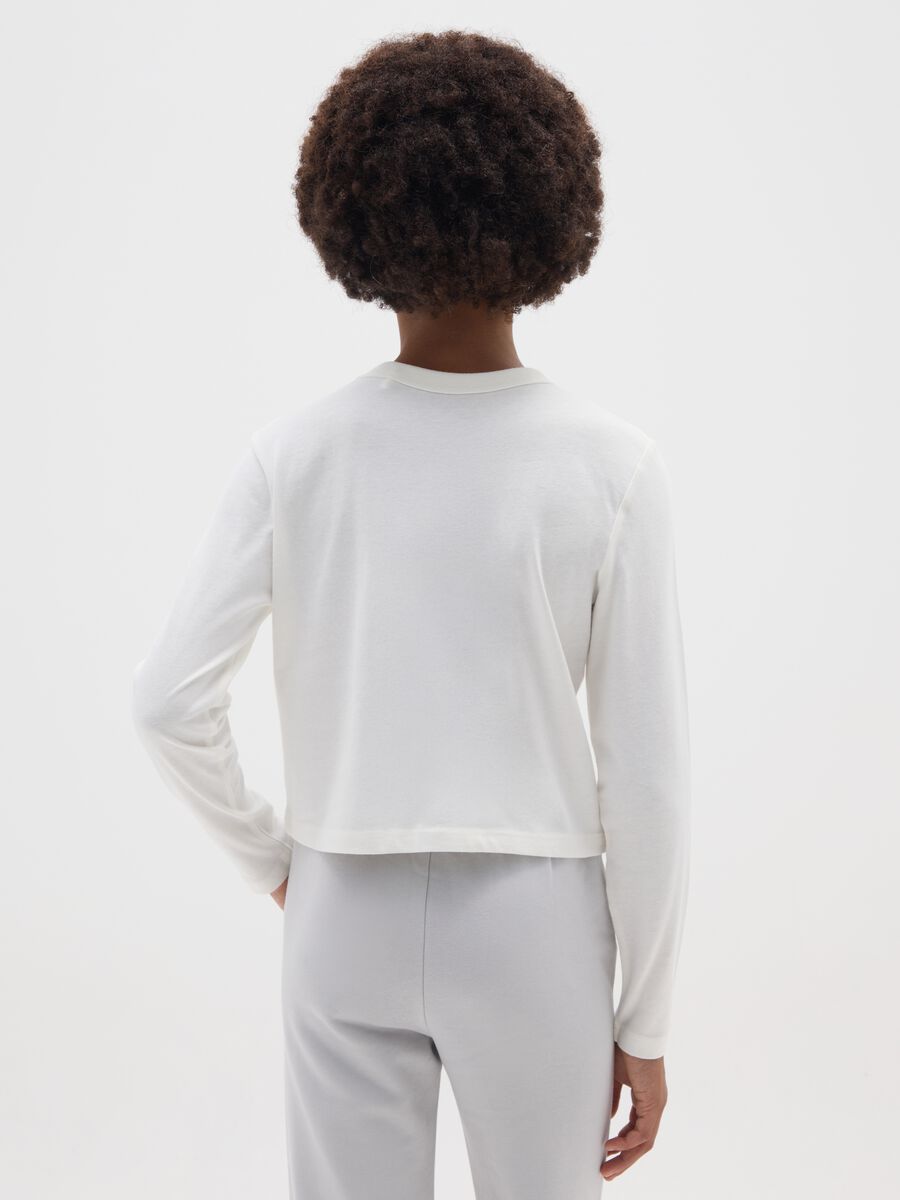 T-shirt bianca da ragazza in puro cotone regular fit con stampa_1