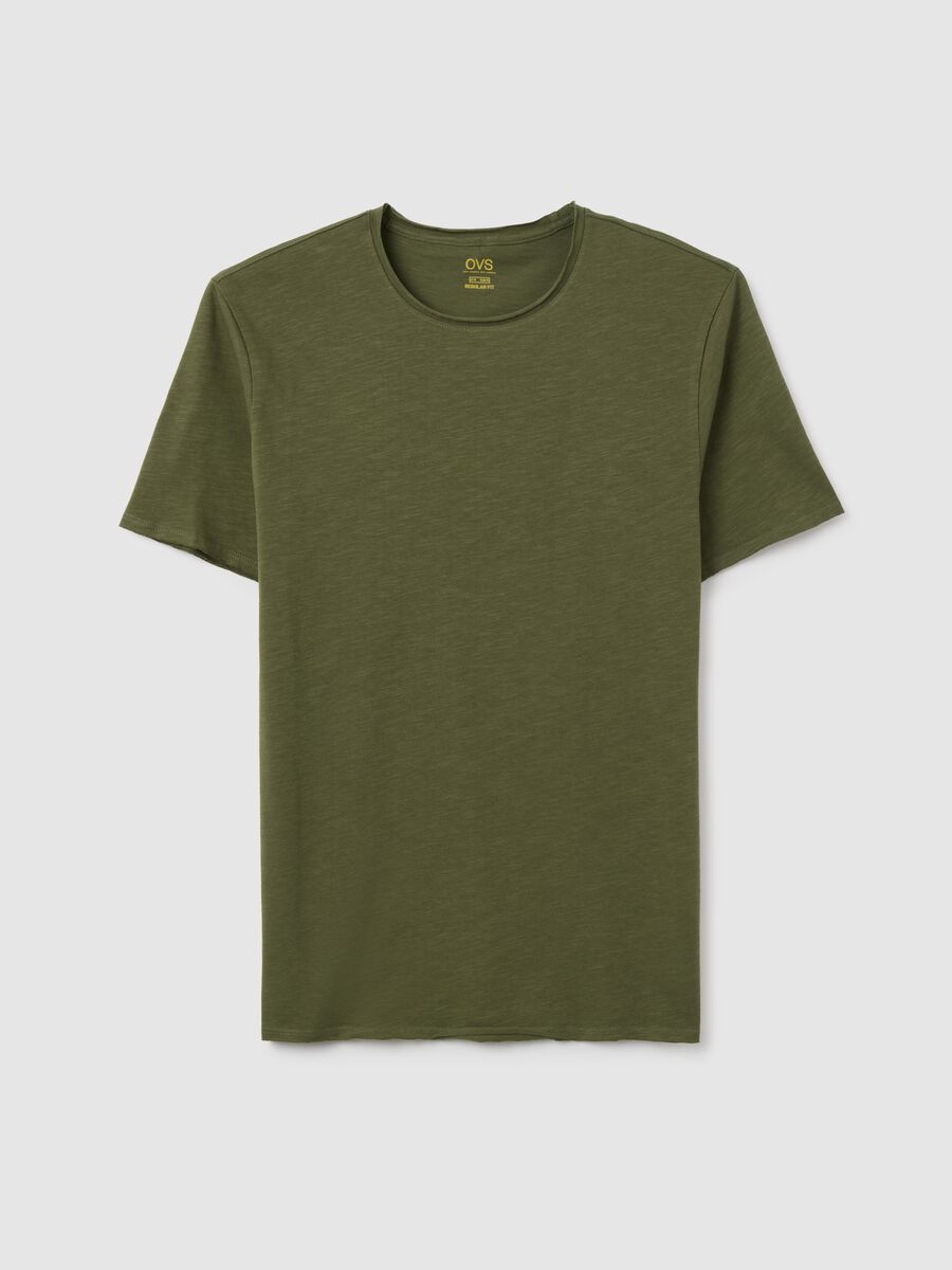 Men's green pure cotton regular fit T-shirt_0
