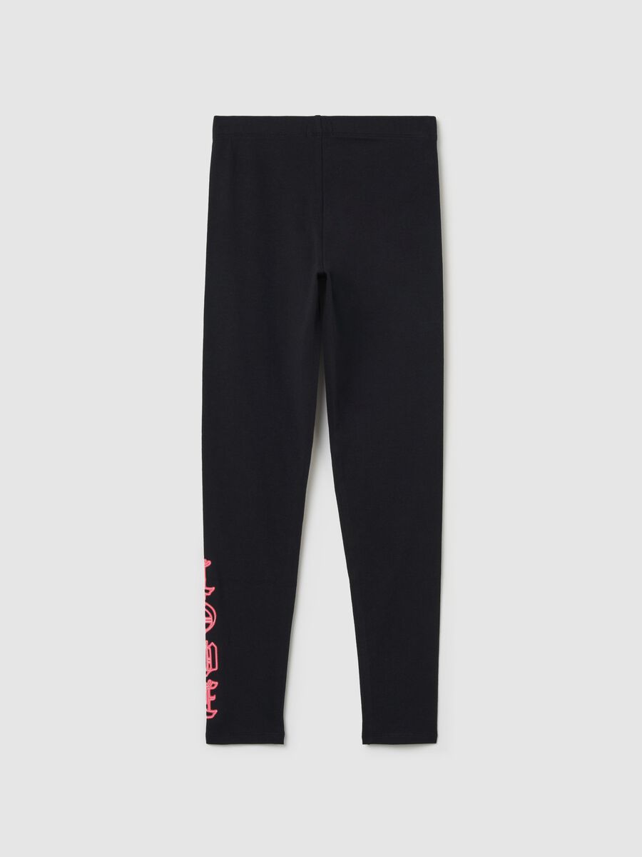 Leggings in cotone stretch con stampa _4