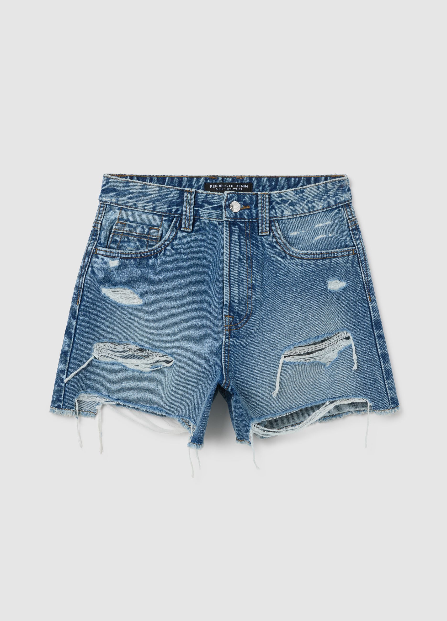 Shorts da donna in puro cotone denim regular fit