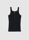 Pure black cotton tank top regular fit_0