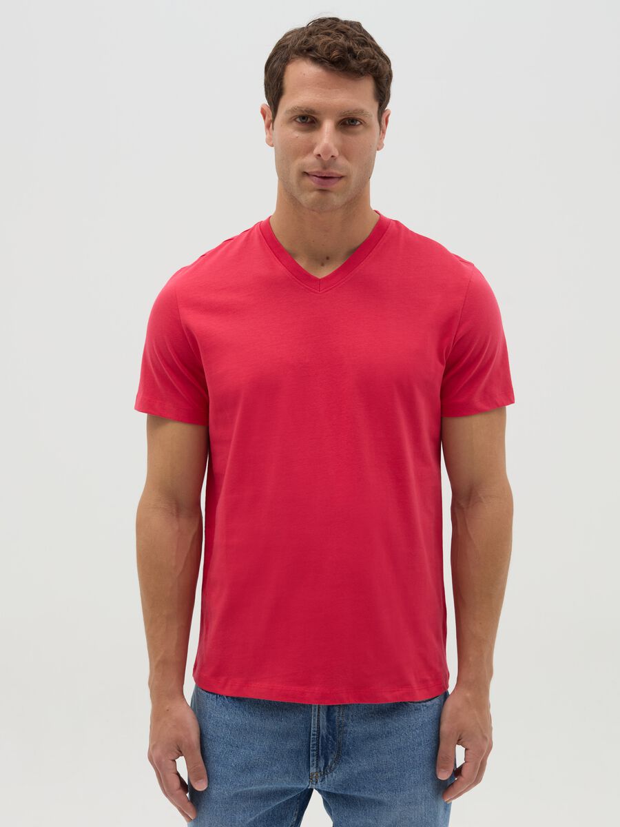 Organic cotton T-shirt with V neck_0