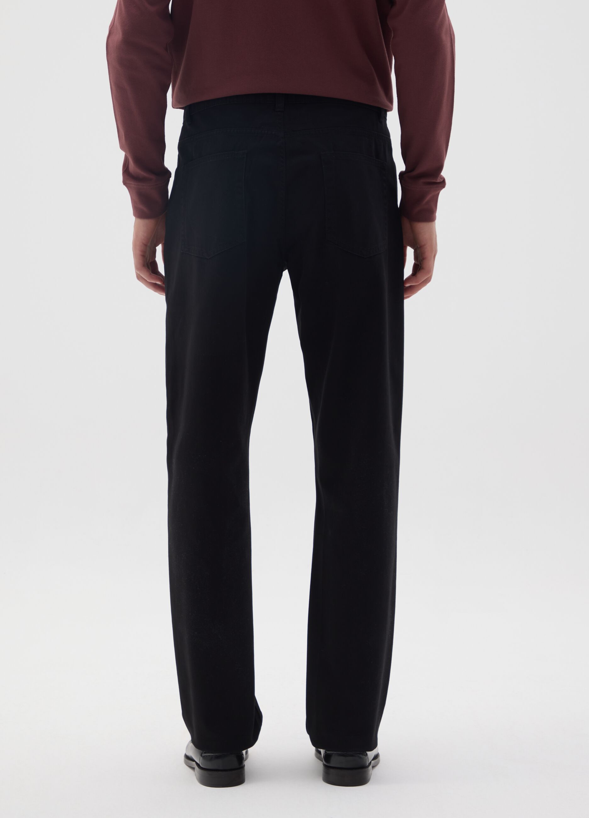 Black Regular Fit Pure Cotton Trousers