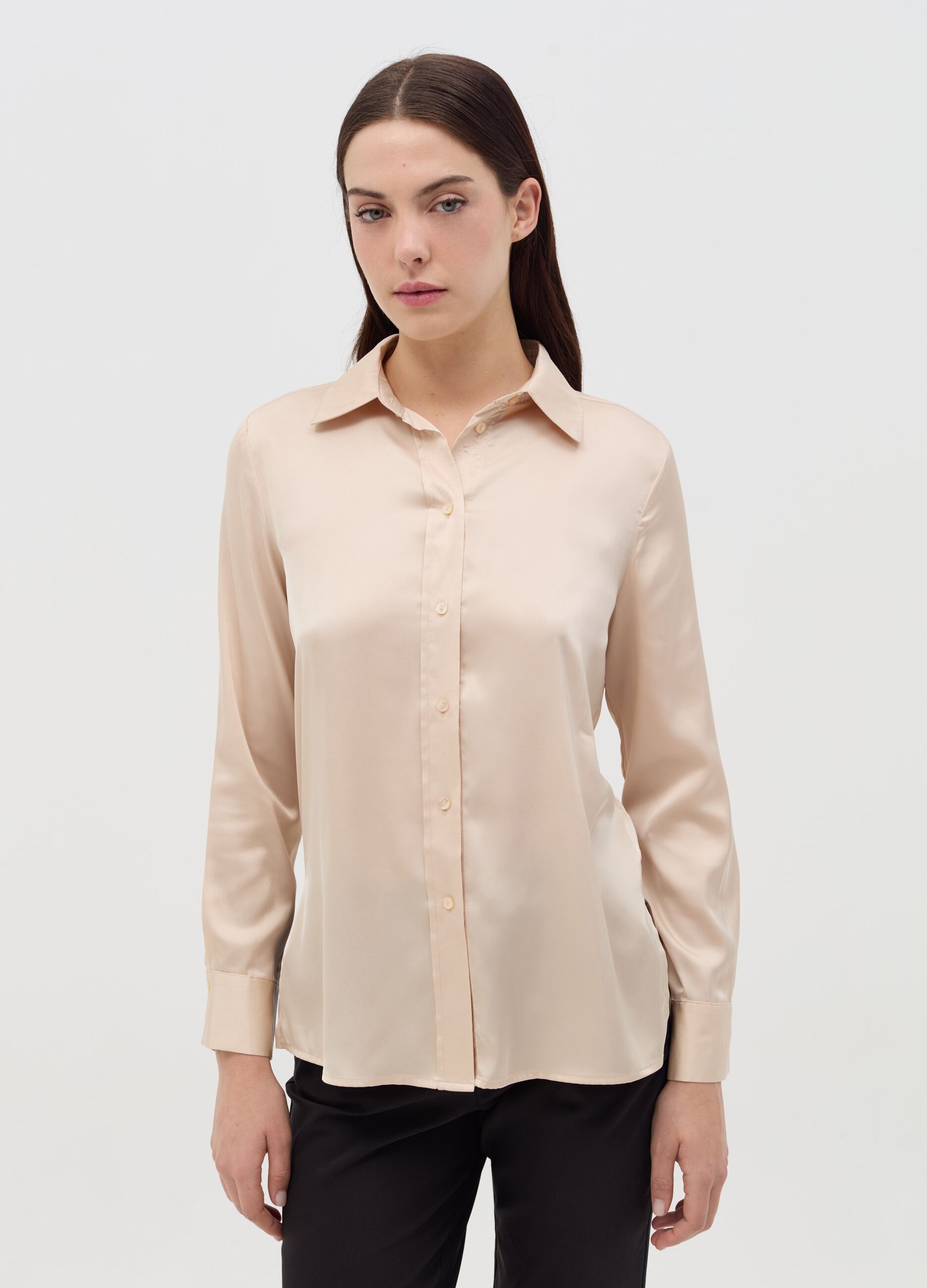 Satin shirt with side splits