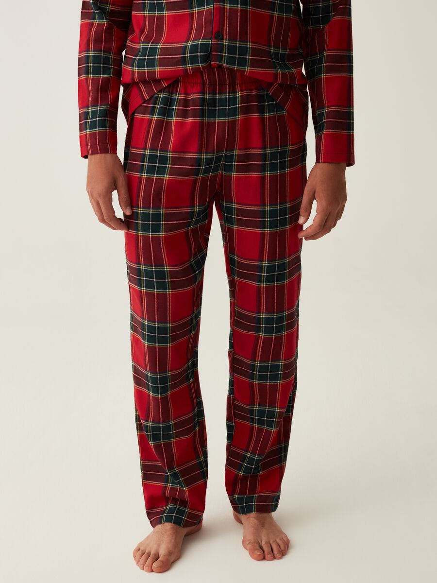 Pigiama lungo in flanella fantasia tartan_1