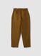 Bronze brown baggy-fit pure cotton denim jeans with paper-bag waist_6