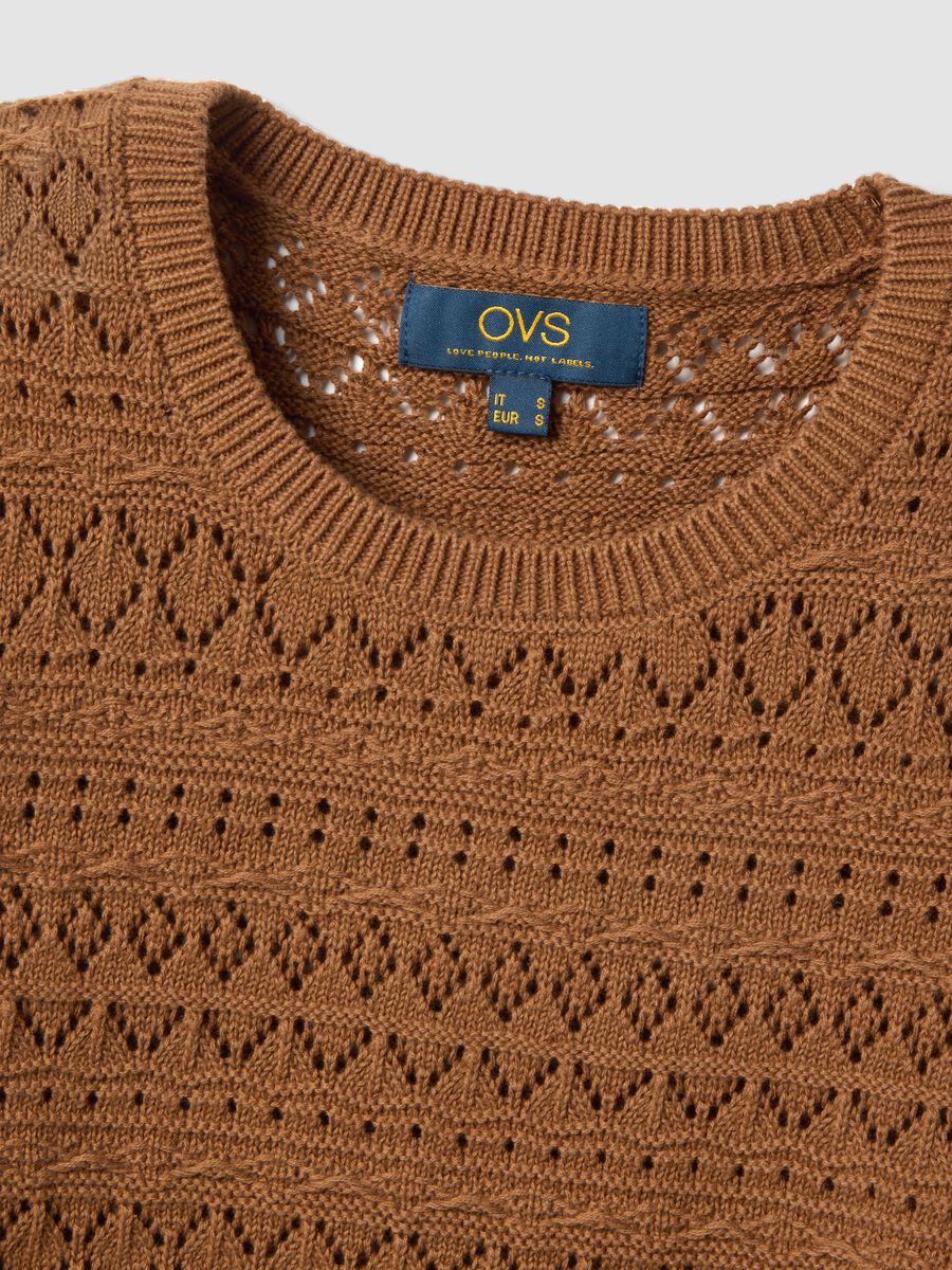Brown pure cotton regular fit knitted sweater_5