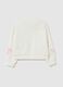 Felpa da bambina in cotone bianca regular fit con cuori_1