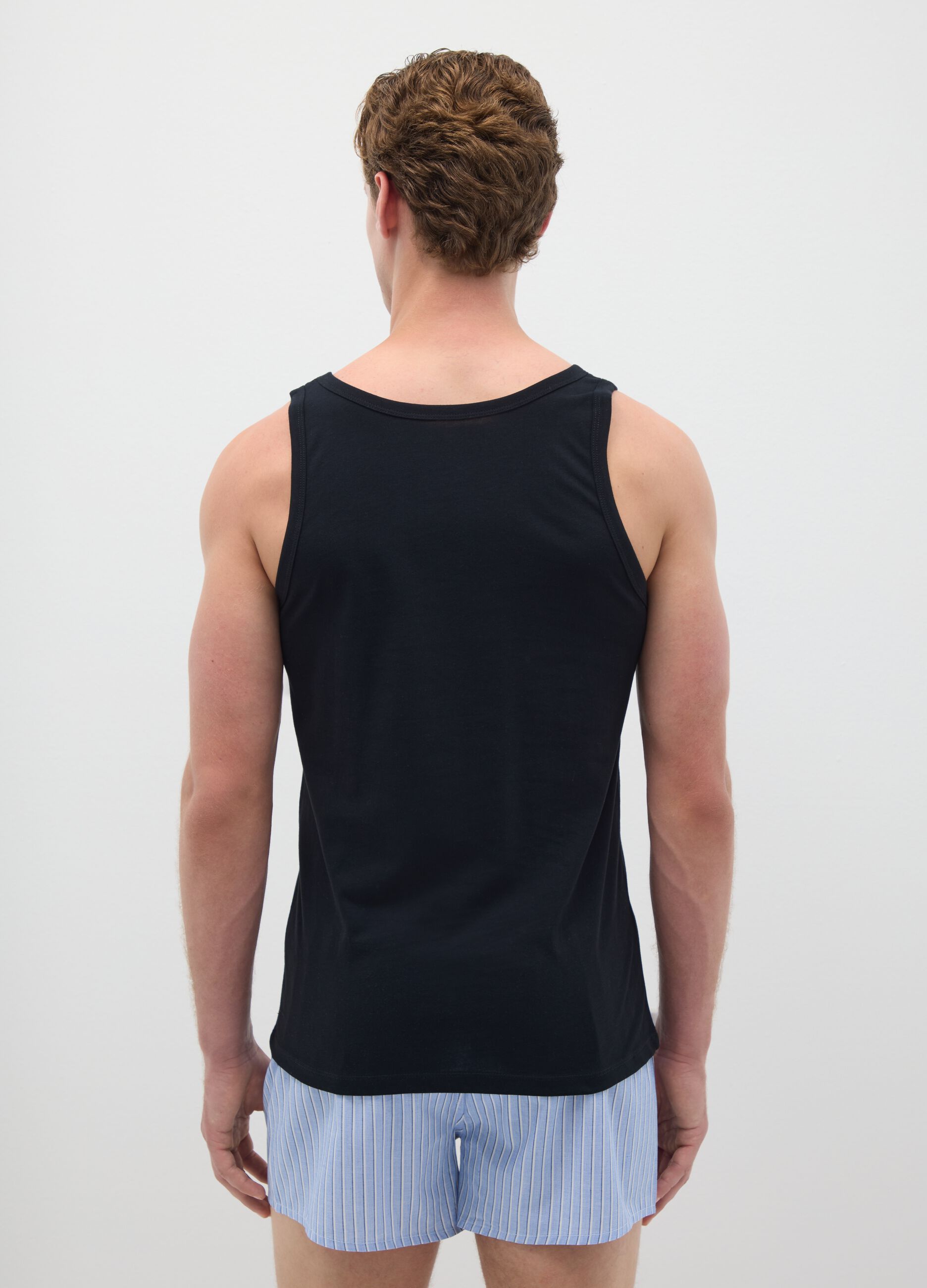Men's Black Pure Cotton Vest