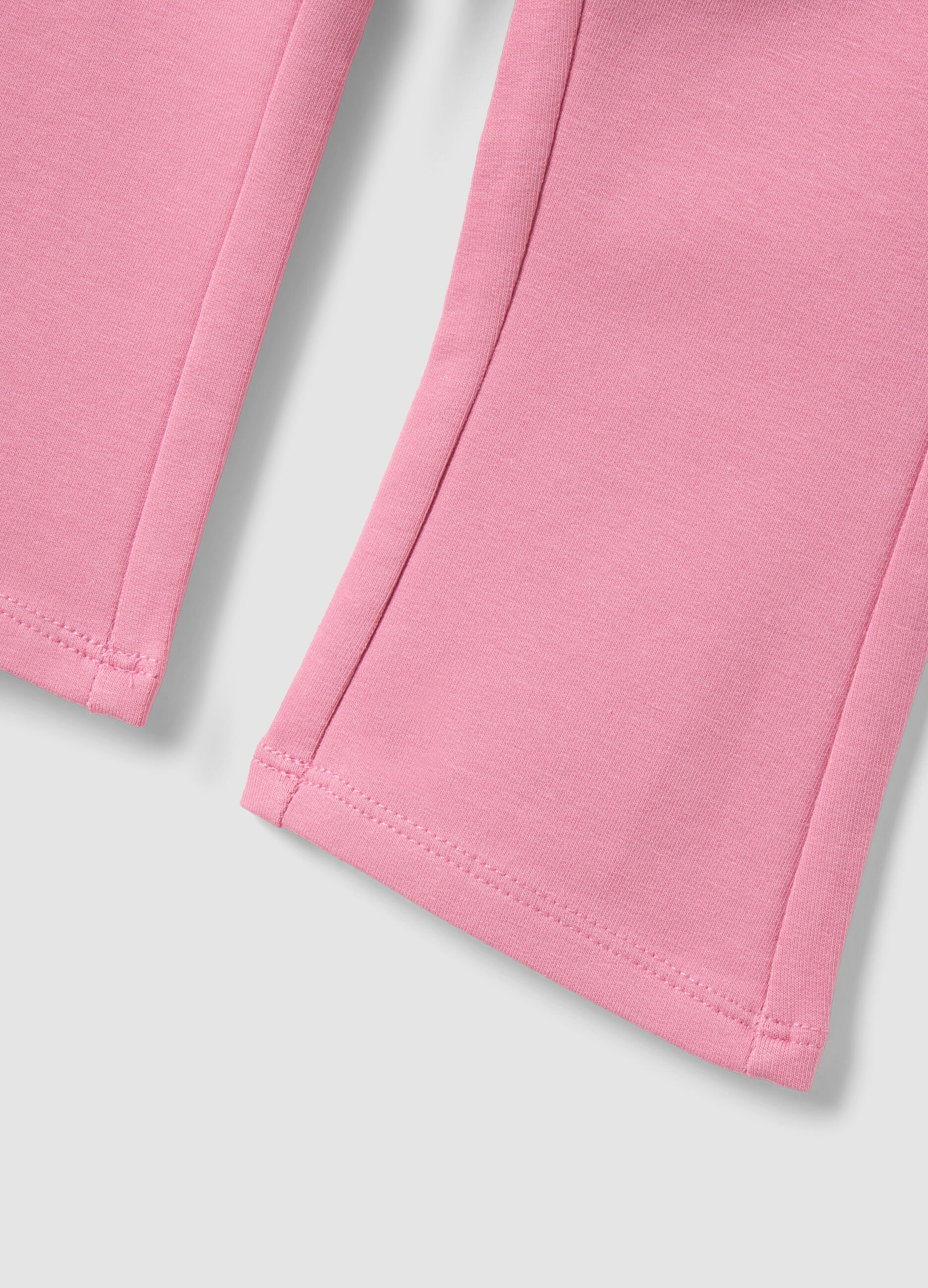 Pink organic stretch-cotton flared trousers for baby girl