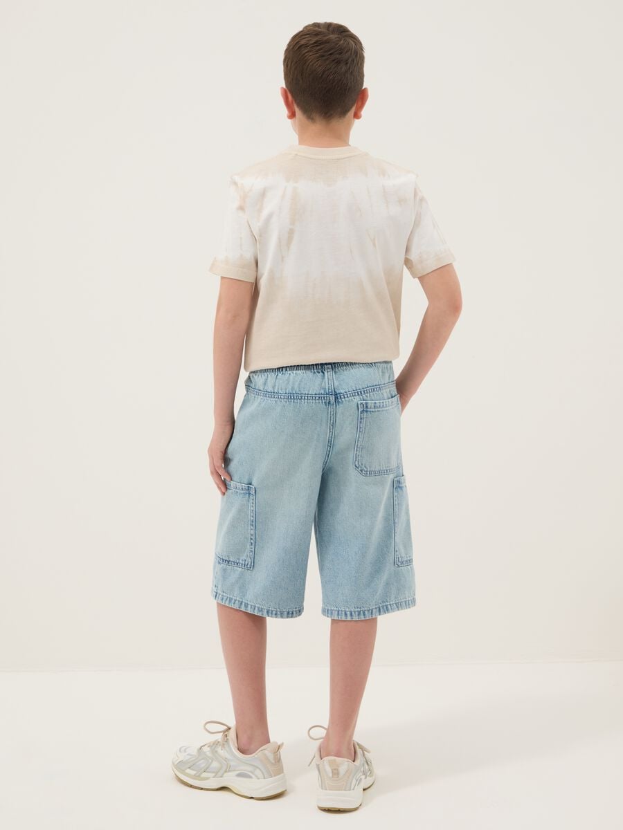 Shorts baggy denim azzurri in misto cotone da ragazzo regular fit_1