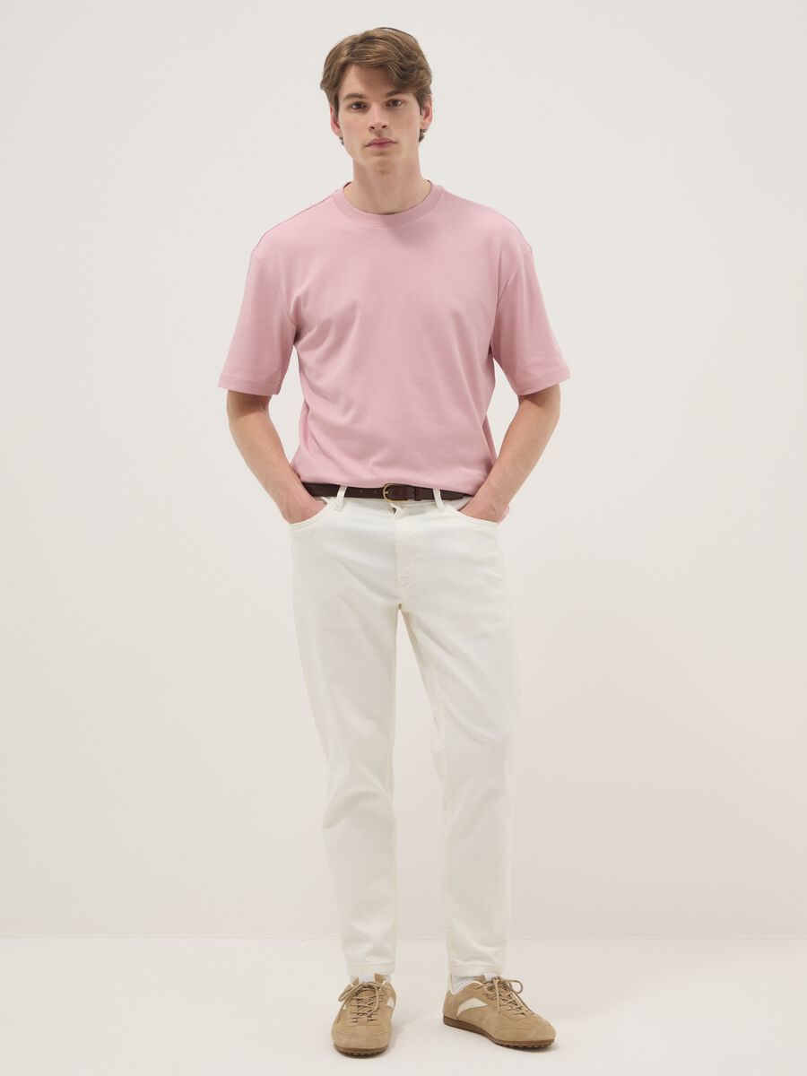 T-shirt a maniche corte in puro cotone rosa relaxed fit_2