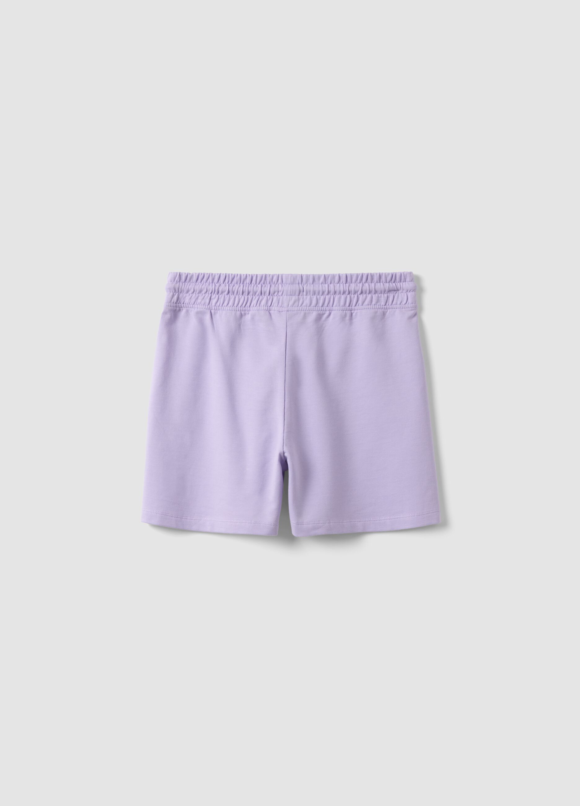 Girls' purple 100% cotton shorts, regular fit