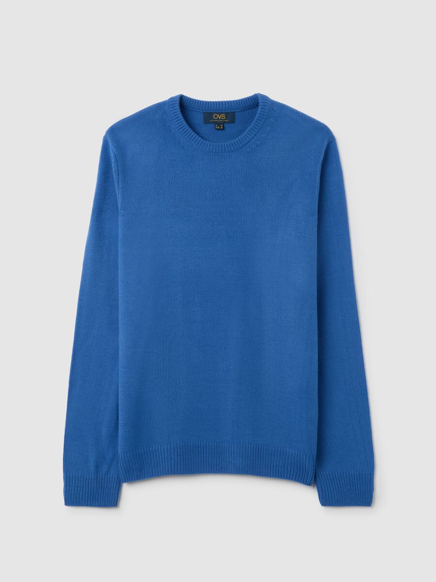 Blue crew neck sweater regular fit_0