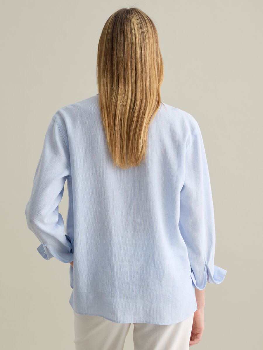 Piombo light blue regular shirt in linen and viscose_3