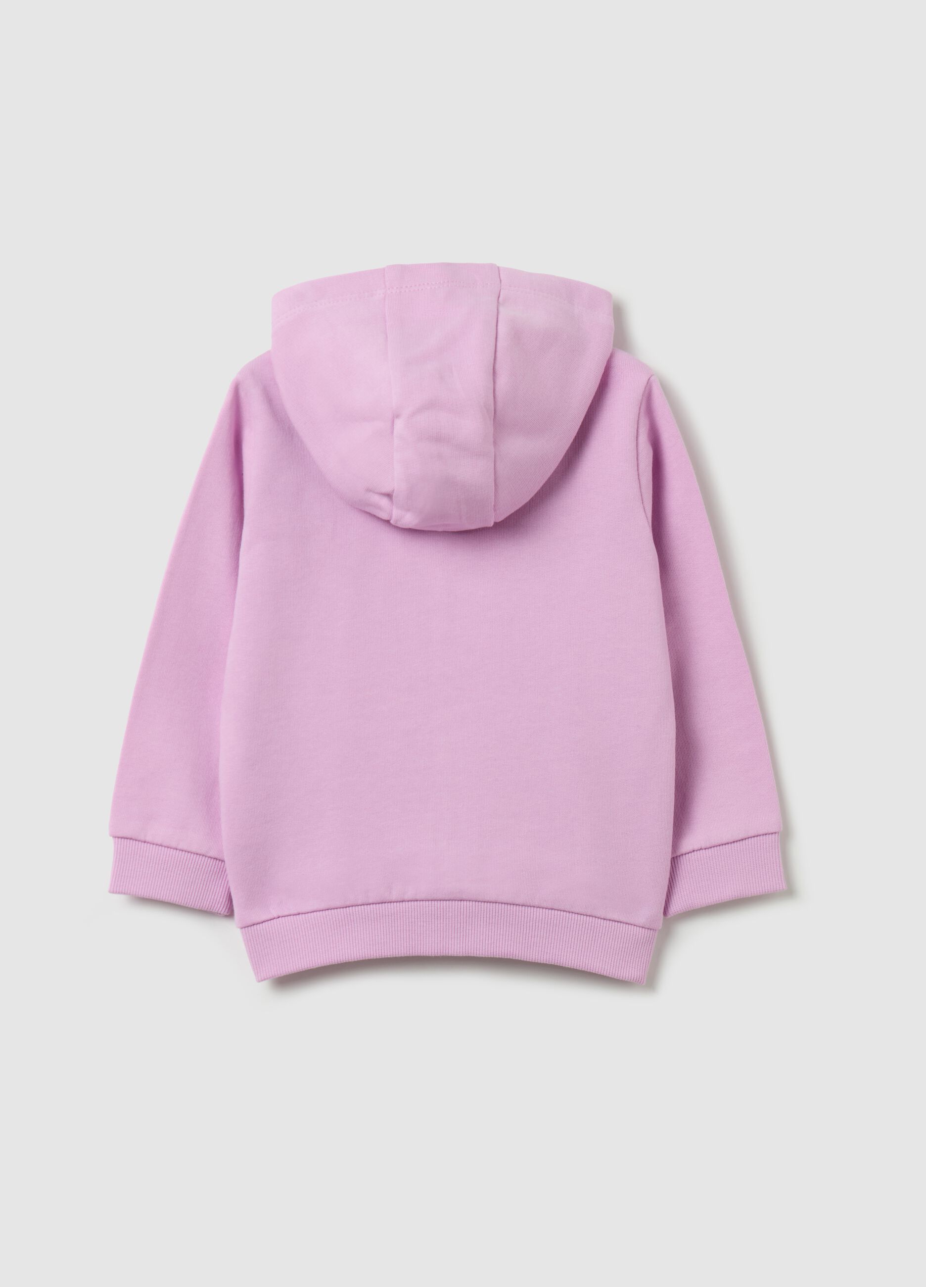 Full-zip sweatshirt in French terry with hood and diamantés