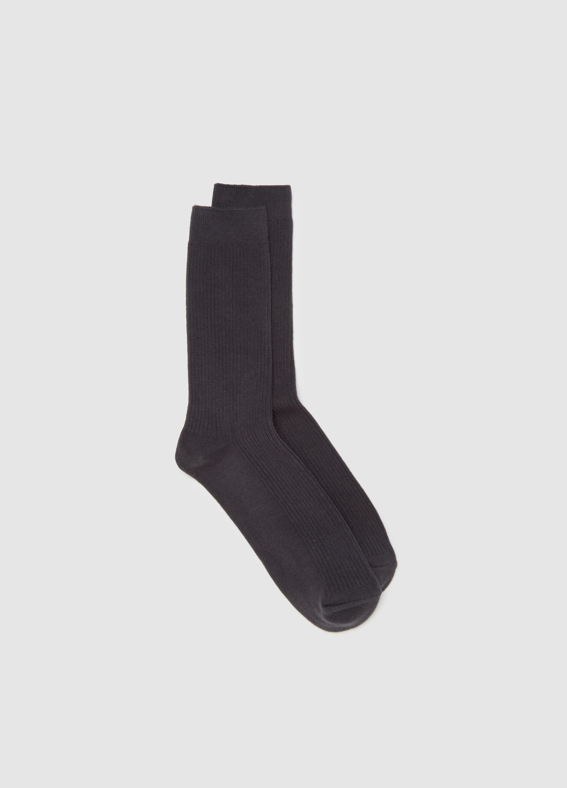Black Midi Cotton Blend Socks