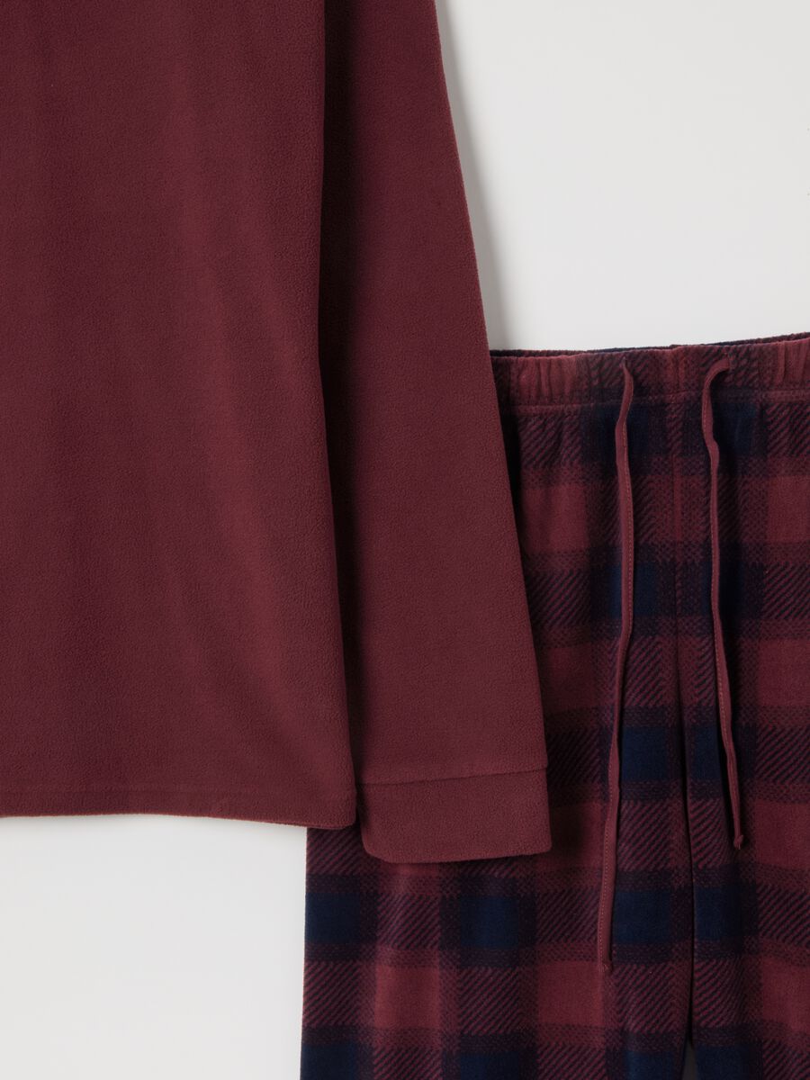 Red plaid fleece regular fit pyjama_5