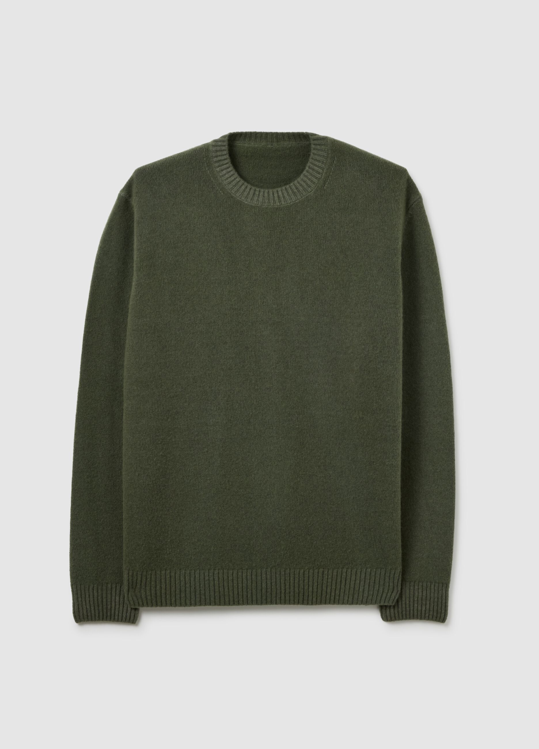 Grey-green wool blend sweater, regular fit