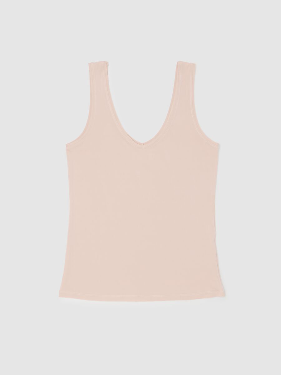 Beige mixed regular fit tank top_4