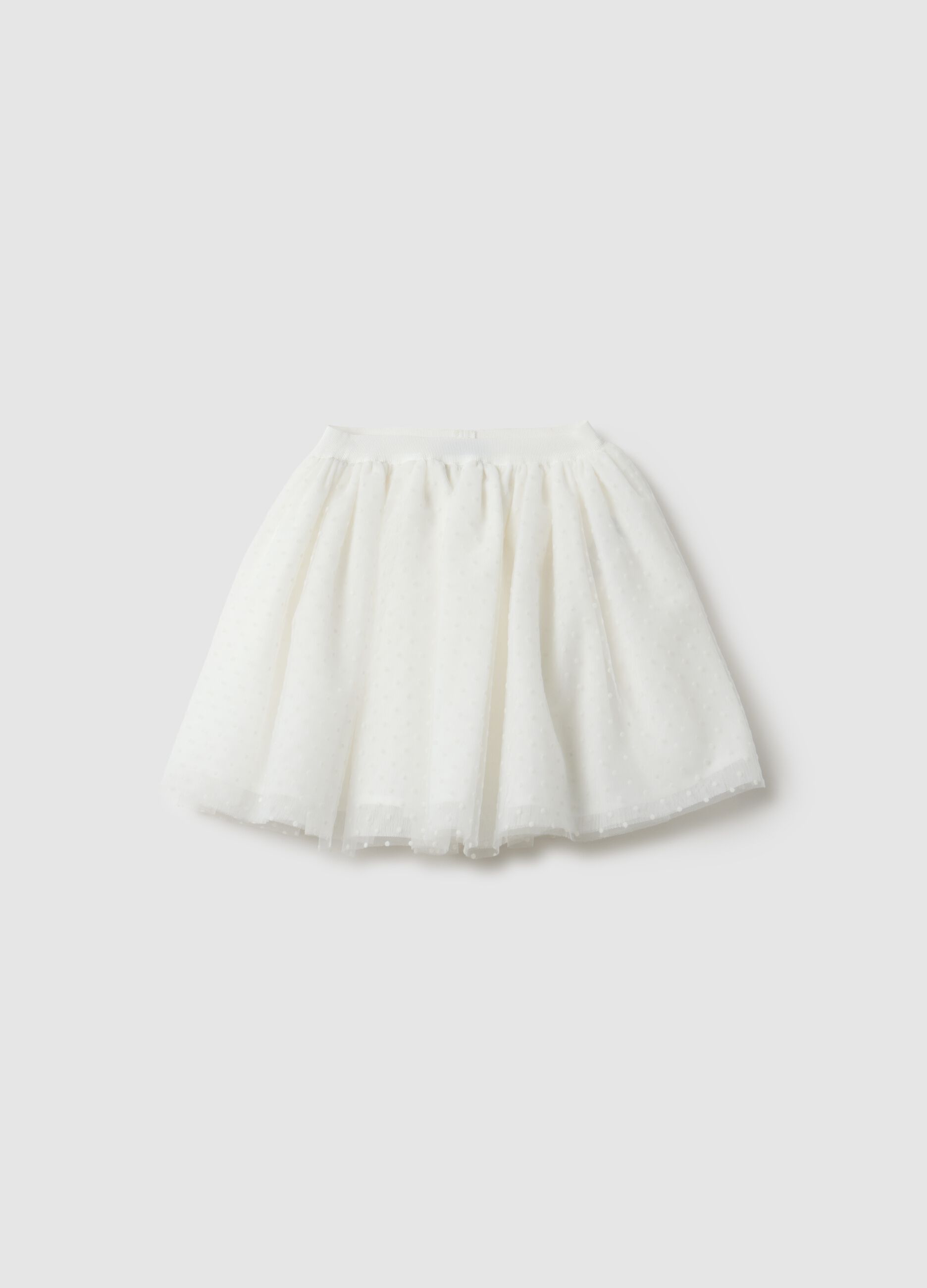 White mesh polka dot skirt for girls
