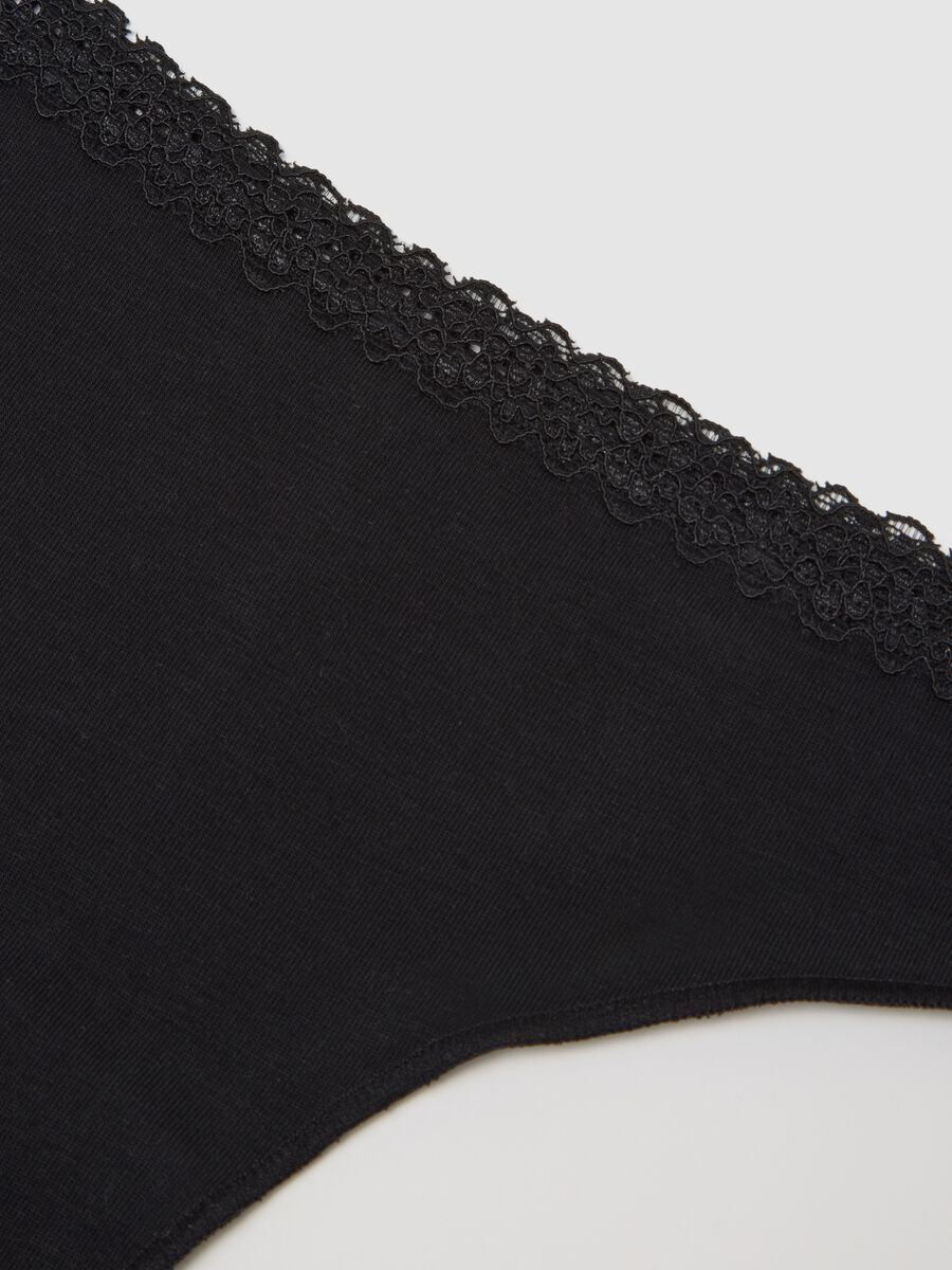 Black Stretch Cotton Brazilian Briefs Regular Fit_1