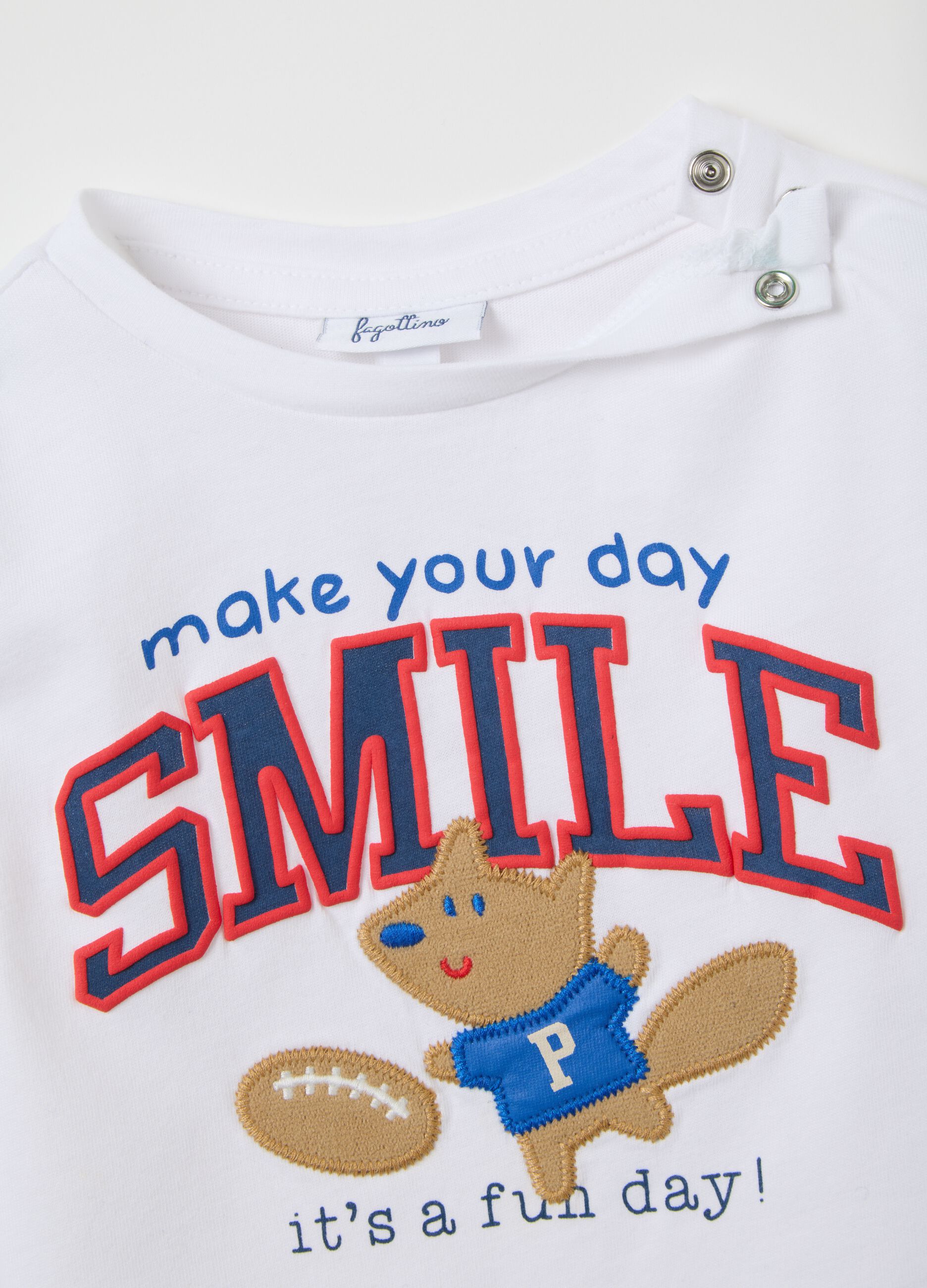 White regular fit pure cotton children's T-shirt