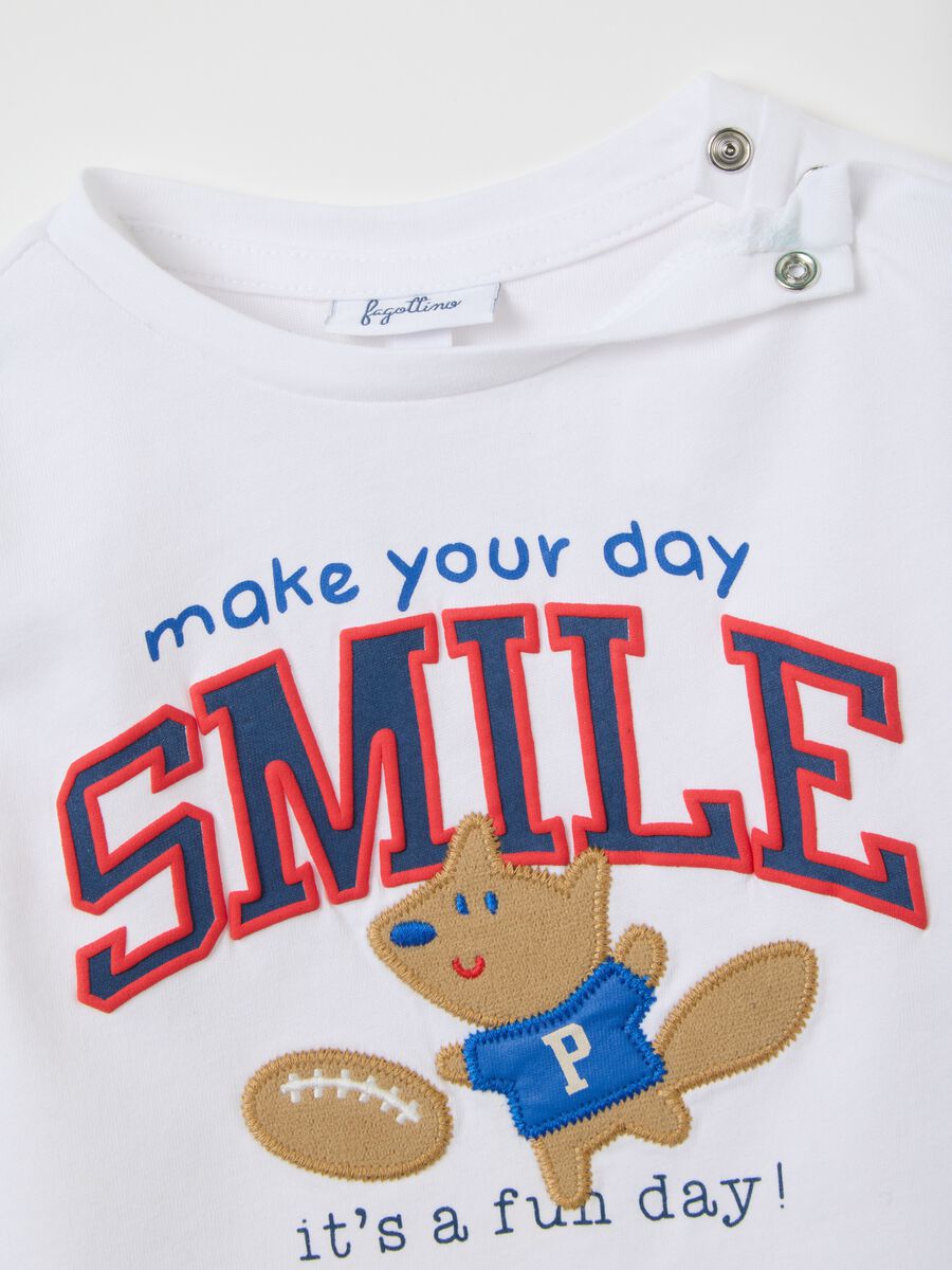 White regular fit pure cotton children's T-shirt_3