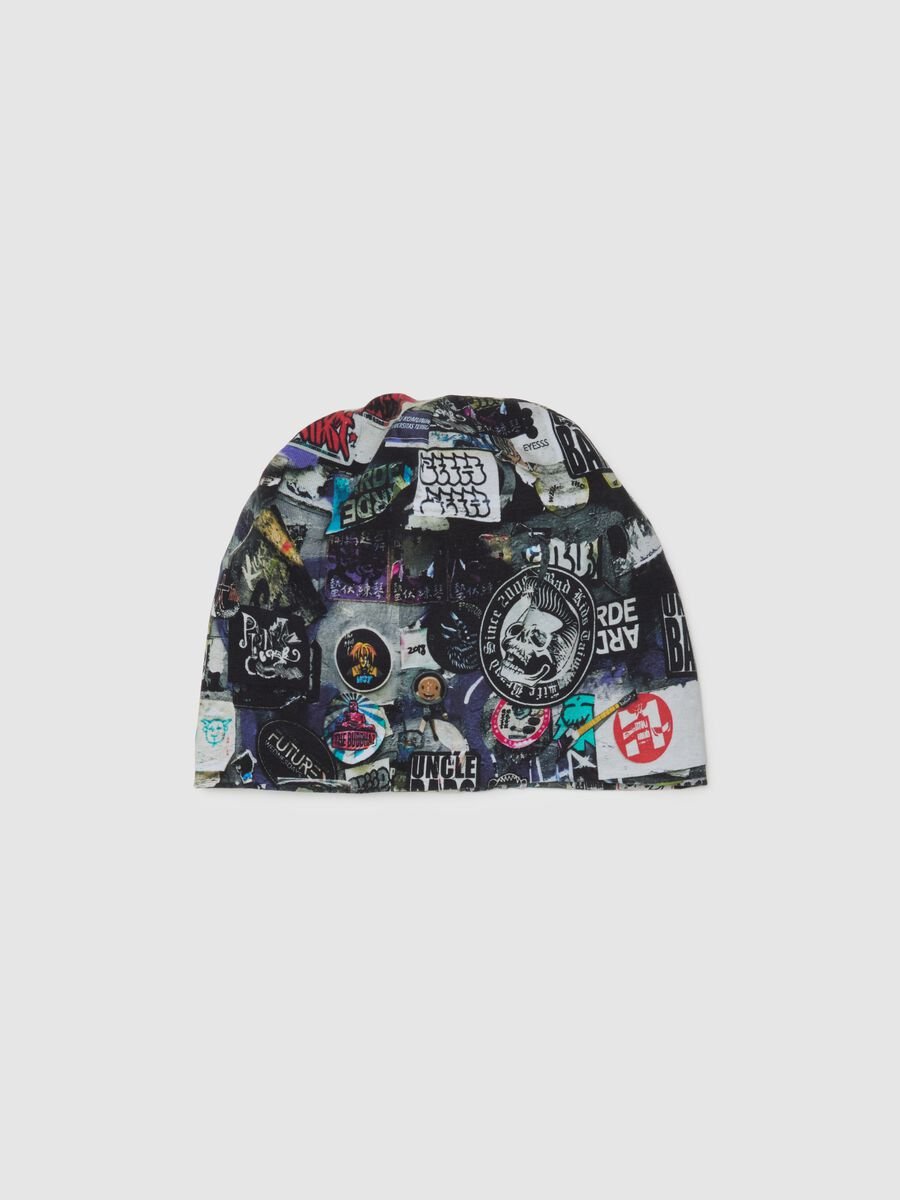 Elasticated multicolour cotton boy's beanie_0