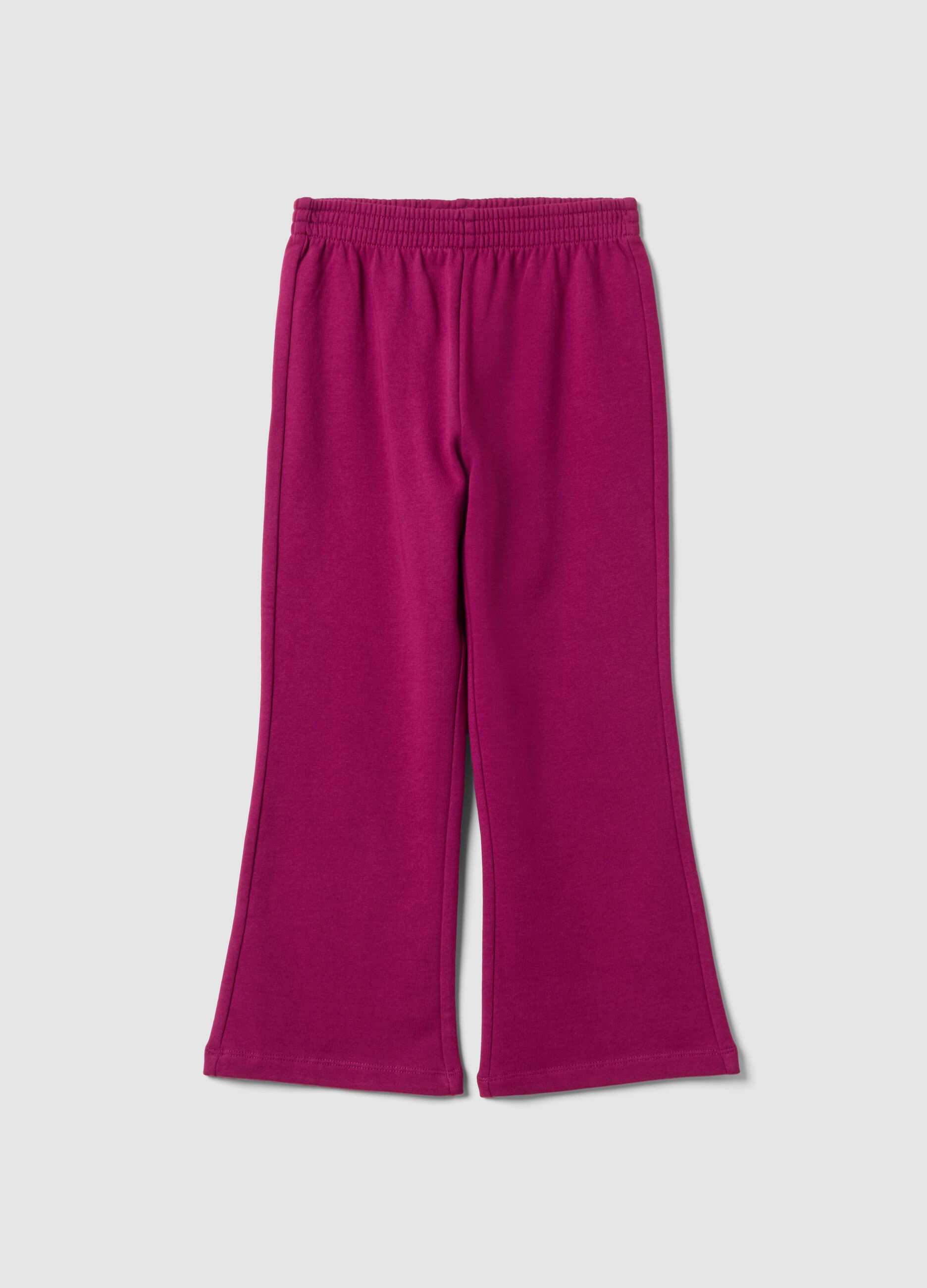 Girls&rsquo; purple flared cotton joggers