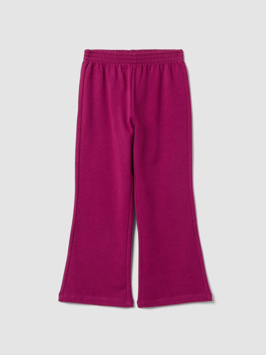 Jogger viola flare fit in puro cotone per bambina_0