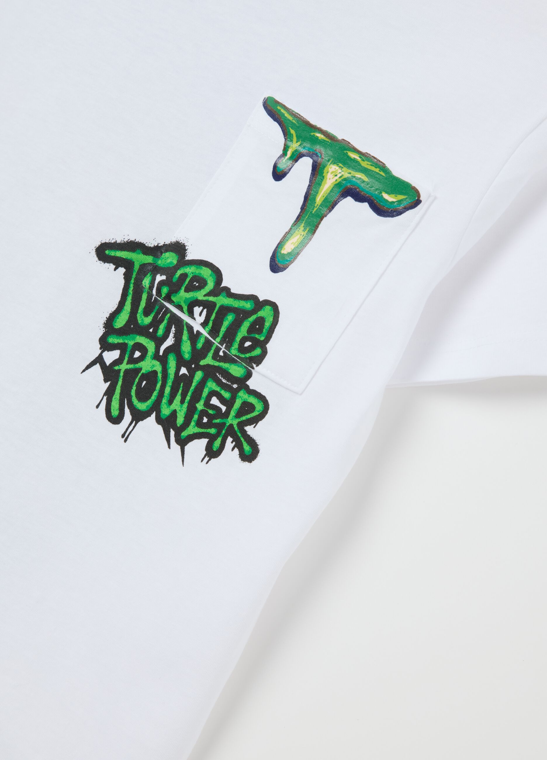 Boys’ white over-fit T-shirt in 100% cotton with Teenage Mutant Ninja Turtles print