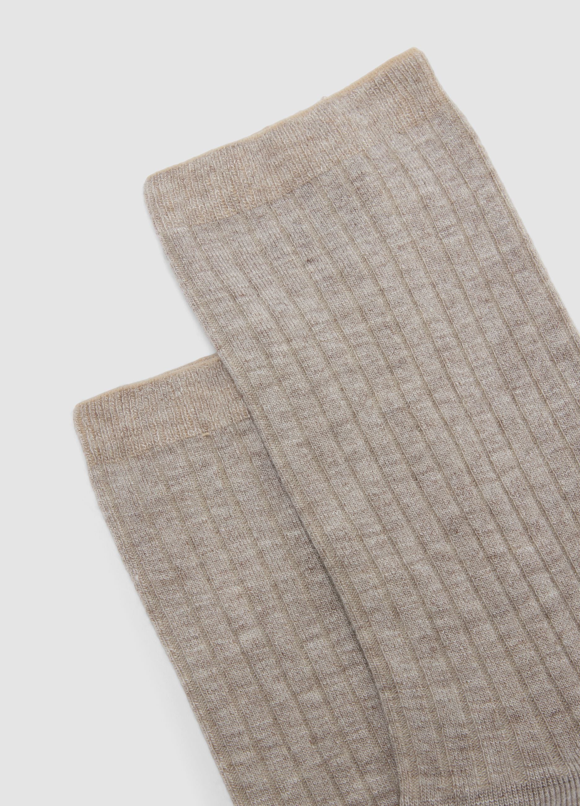 Beige long stretch viscose blend socks