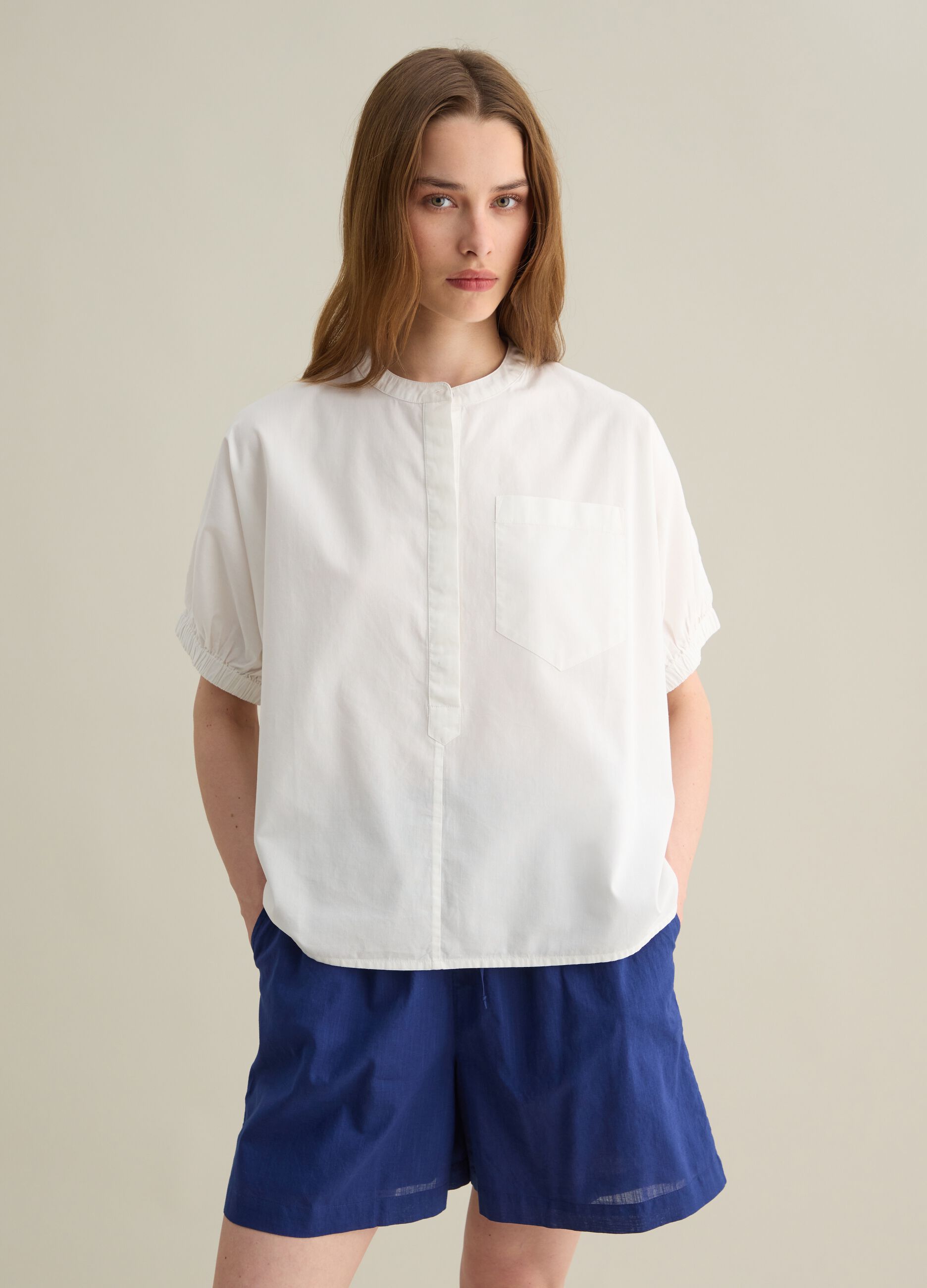 Camicia oversize da donna in puro cotone bianca