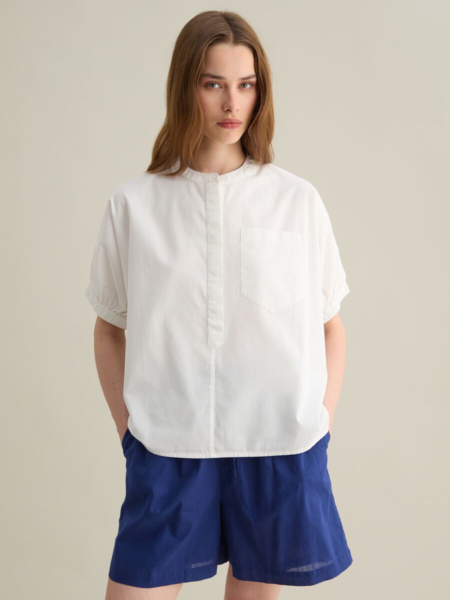 White Cotton Oversized Shirt_0
