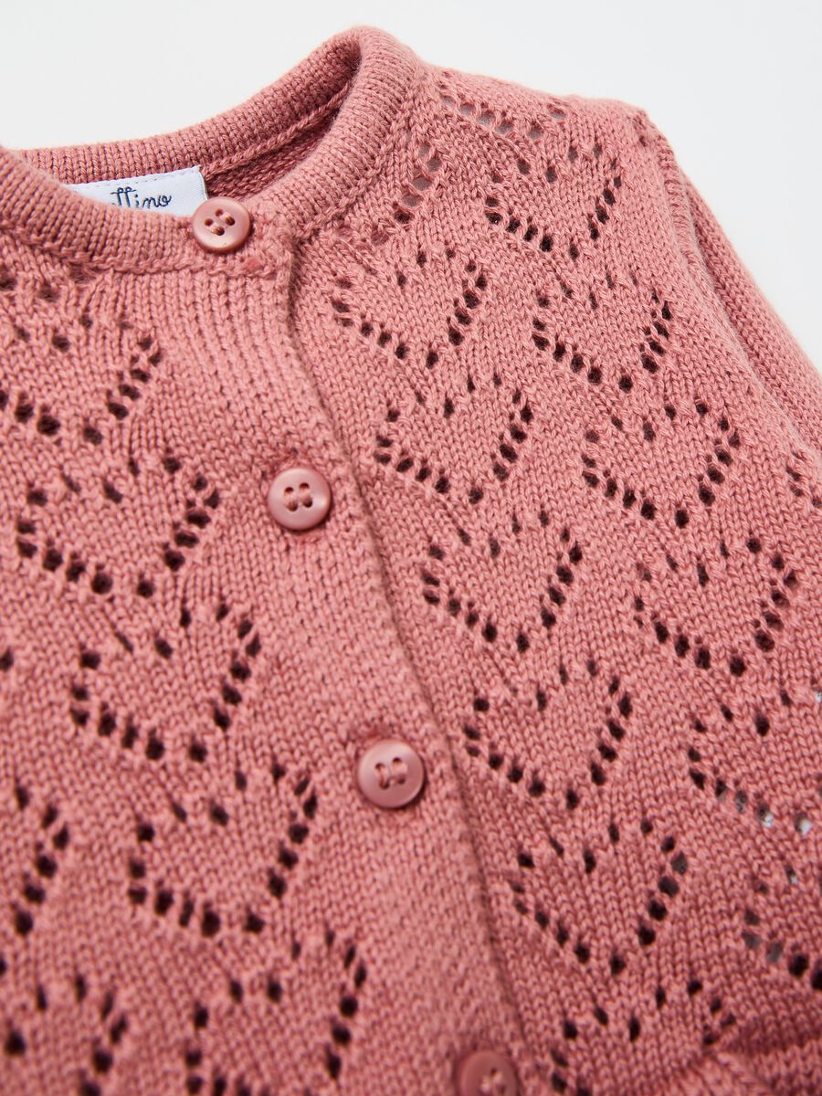 Knit cardigan with openwork design_2