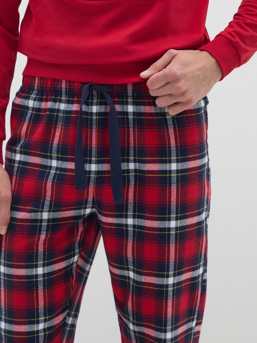 Long plaid multicoloured pure cotton pyjamas regular fit_3